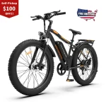 AOSTIRMOTOR Electric Bike With Rear Shelf 26In Fat Tire Mountain Ebike 750W Motor 48V 13Ah Lithium Battery Bicycle S07-B & S07-D
