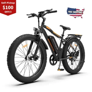 AOSTIRMOTOR Electric Bike With Rear Shelf 26In Fat Tire Mountain Ebike 750W Motor 48V 13Ah Lithium Battery Bicycle S07-B & S07-D