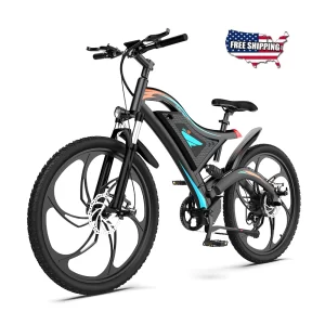 AOSTIRMOTOR One Wheel Electric Bicycle 500W Motor Mountain EBike 48V 15Ah Lithium Battery Beach City Cruiser Bike S05 & S05-1