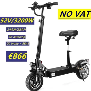 10 "52V3200W folding electric scooter adult aluminum alloy off-road dual drive dual oil disc brake lithium electric scooter