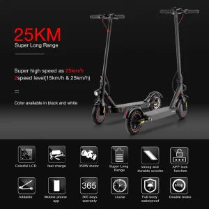 30KM/H Adult Electric Scooter Smart Folding Electrical i9pro 350W 7.5Ah Display Screen Electrico Kick E-Scooters with App